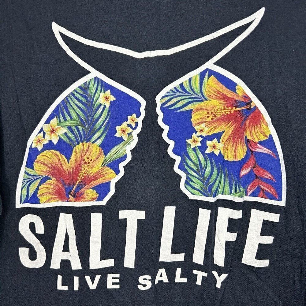 Salt Life Whale Live Salty Short Sleeve Navy Pocket Graphic T-Shirt Size M